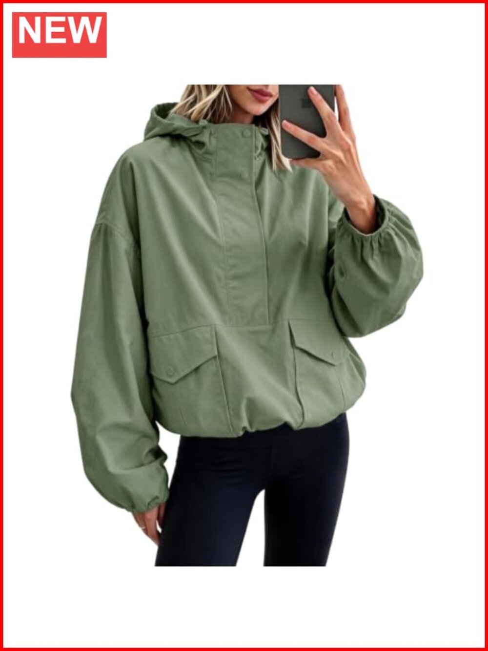 Womens Lightweight Windbreaker Hooded Half Zip Hiking Jacket